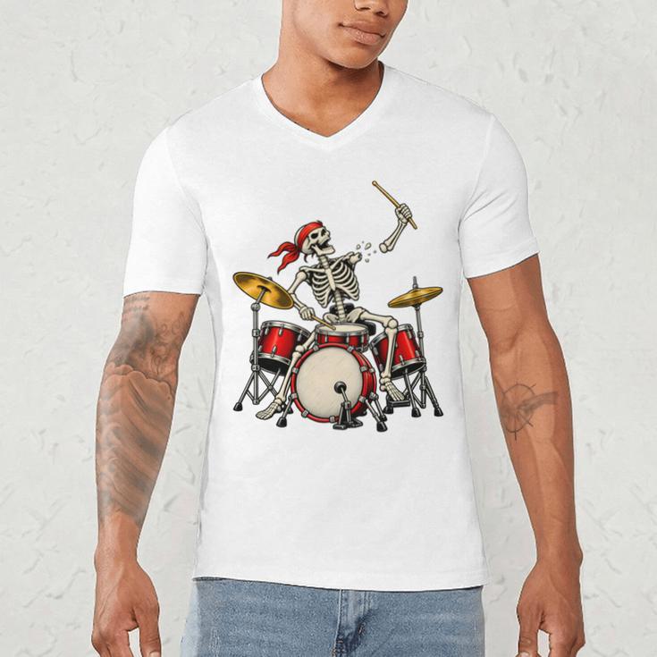 Skeleton Drummer Skull Drum Kit Halloween Men's V-Neck T-Shirt Skeleton Drummer Skull Drum Kit Halloween Men's V-Neck T-Shirt