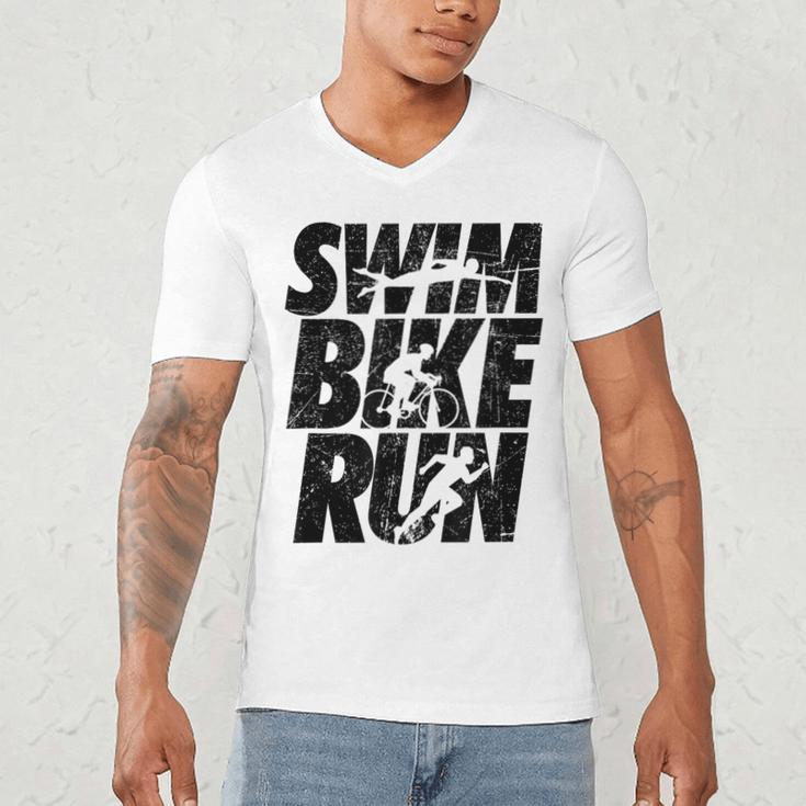 Swimming Cycling Running Triathlon Running Swimming Men's V-Neck T-Shirt Swimming Cycling Running Triathlon Running Swimming Men's V-Neck T-Shirt