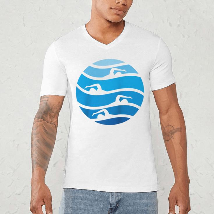 Swimming Freestyle Raglan Baseball Tee Men's V-Neck T-Shirt