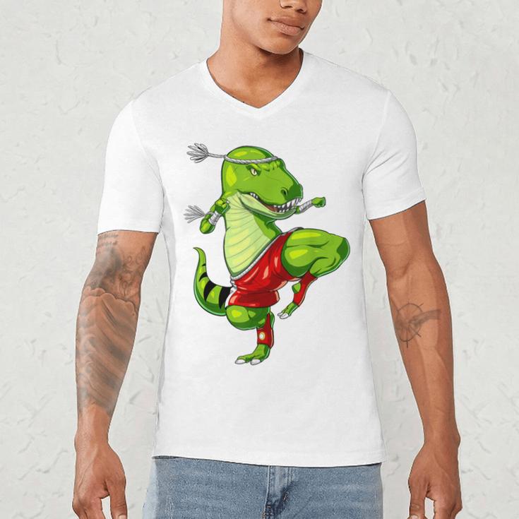 T-Rex Dinosaur Muay Thai Boxing Karate Martial Arts Kung Fu Men's V-Neck T-Shirt