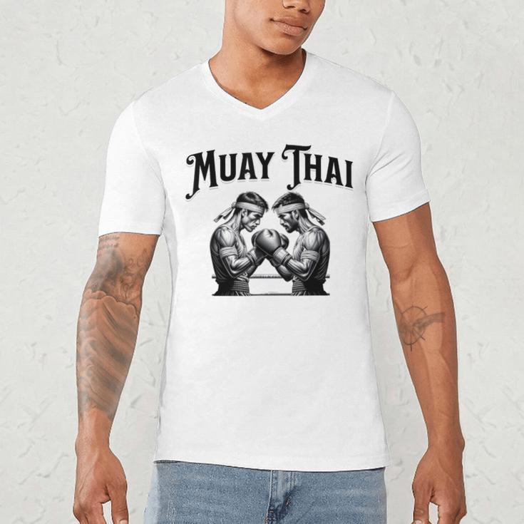 Thai Boxing Muay Thai Boxer Men's V-Neck T-Shirt Thai Boxing Muay Thai Boxer Men's V-Neck T-Shirt