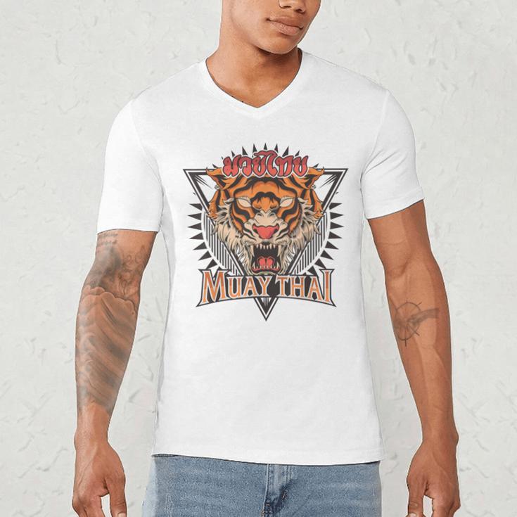 Tigar Muay Thai MMA Vintage Kickboxing Training Men's V-Neck T-Shirt