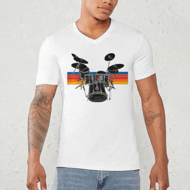 Vintage Drum Kit Drummer Rock Band Drums Men's V-Neck T-Shirt Vintage Drum Kit Drummer Rock Band Drums Men's V-Neck T-Shirt