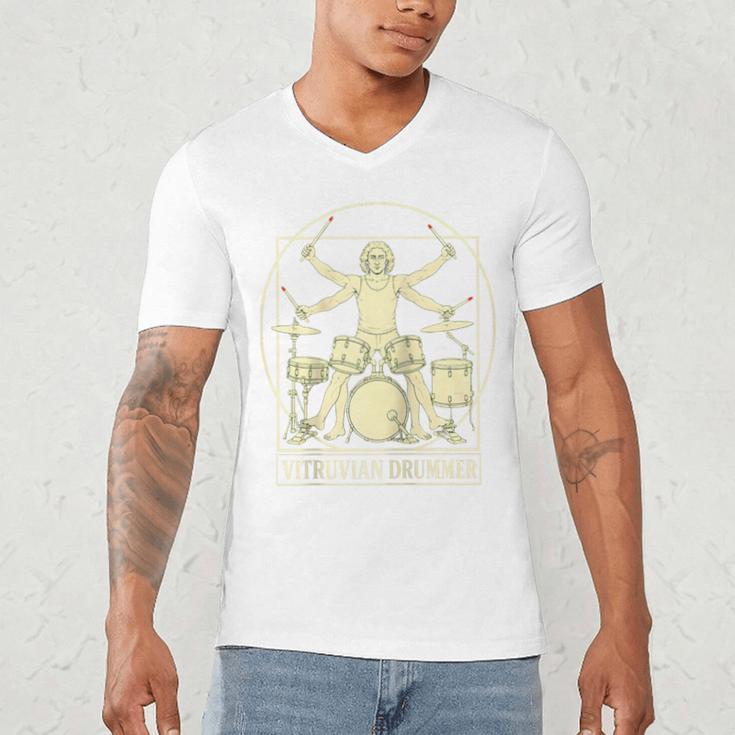Vitruvian Drummer Drum Kit Music Lover Musician Men Raglan Baseball Tee Men's V-Neck T-Shirt