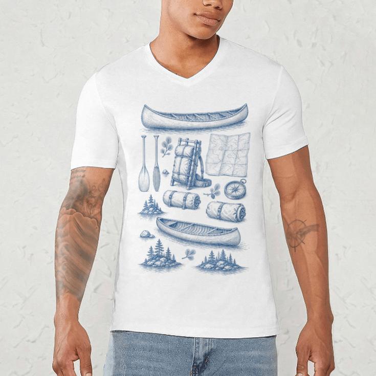Women's Canoe Wilderness Gear Vintage Chart Collection Illustration Men's V-Neck T-Shirt