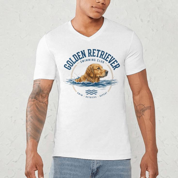 Women's Golden Retriever Swimming Men's V-Neck T-Shirt Women's Golden Retriever Swimming Men's V-Neck T-Shirt