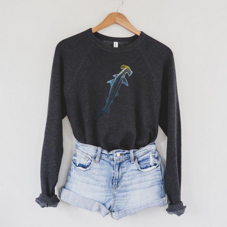 Beautiful Colors Swimming Hammerhead Shark Lovers Raglan Sleeve Sweatshirt