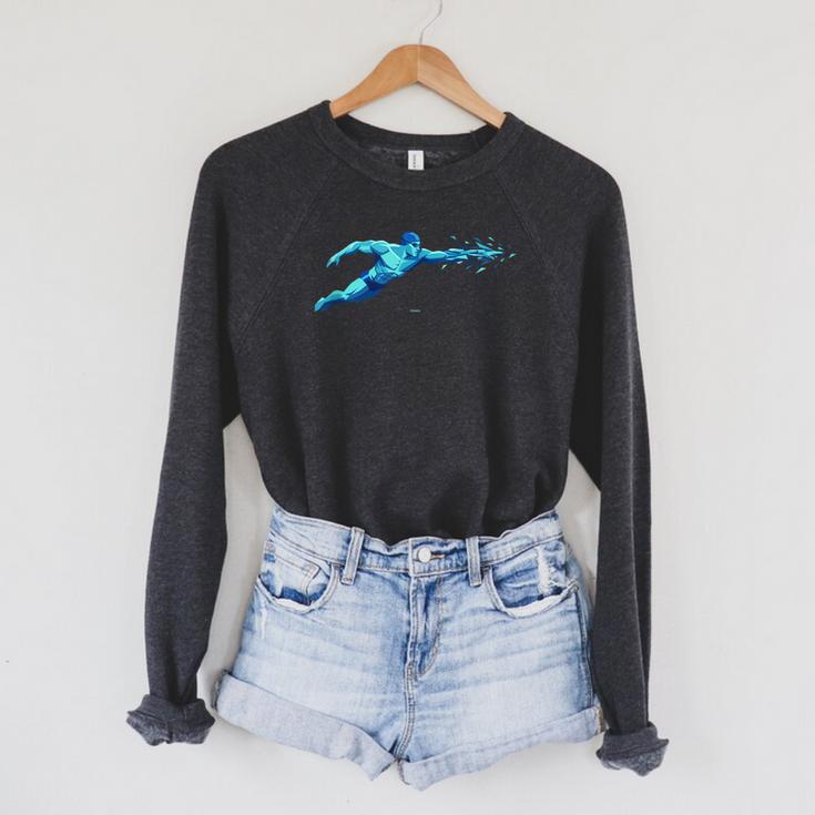 Blue Water Swimming In Freestyle Stroke Raglan Sleeve Sweatshirt