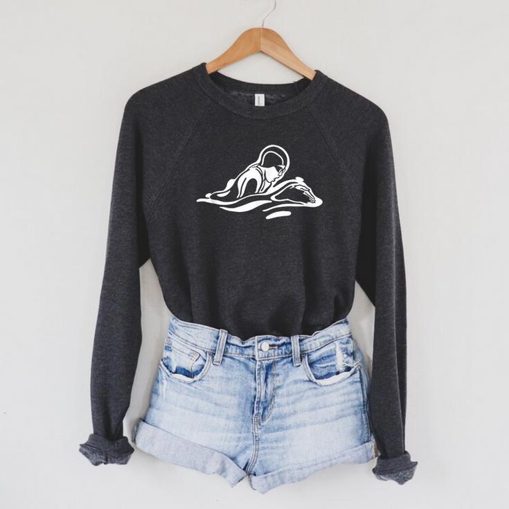 Breaststroke Swimming Stylized Design For Swimmers Raglan Sleeve Sweatshirt