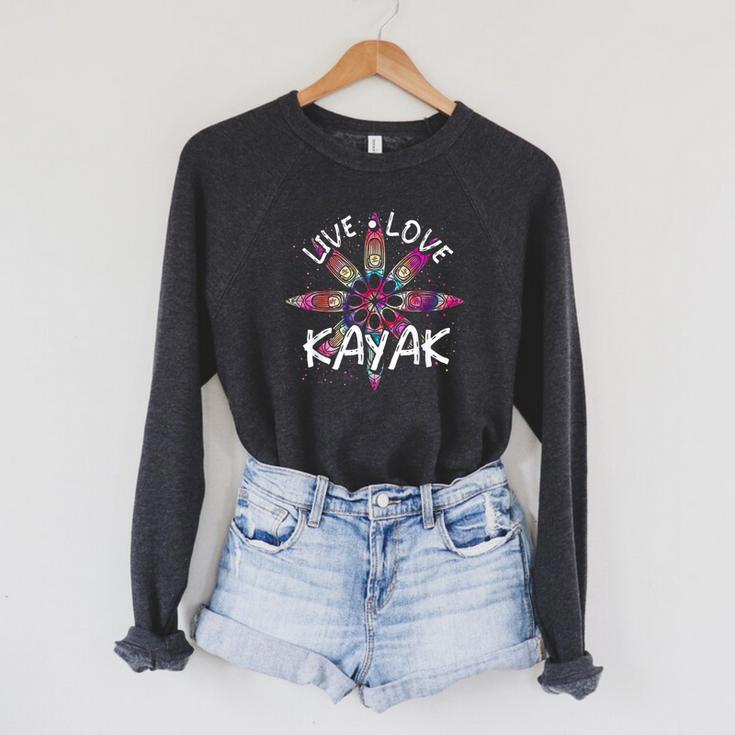 Canoe Boat Paddling Sport Kayaker Live Love Kayak Kayaking Raglan Sleeve Sweatshirt