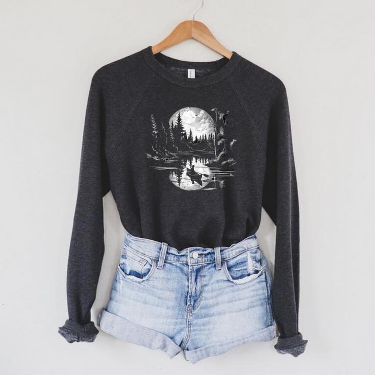 Canoe Canadian Canoeists Nature Canoe Raglan Sleeve Sweatshirt