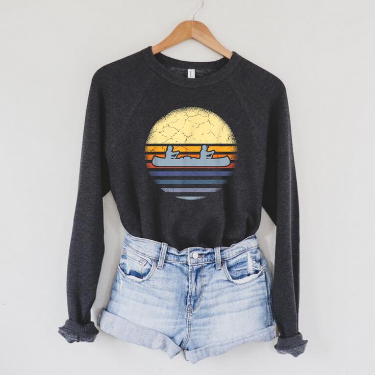 Canoe Canoeing Vintage Sunset Raglan Sleeve Sweatshirt