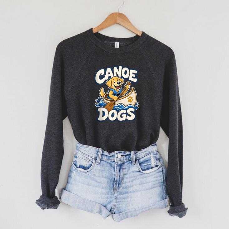 Canoe Dogs Golden Retriever Paddling Graphic Raglan Sleeve Sweatshirt