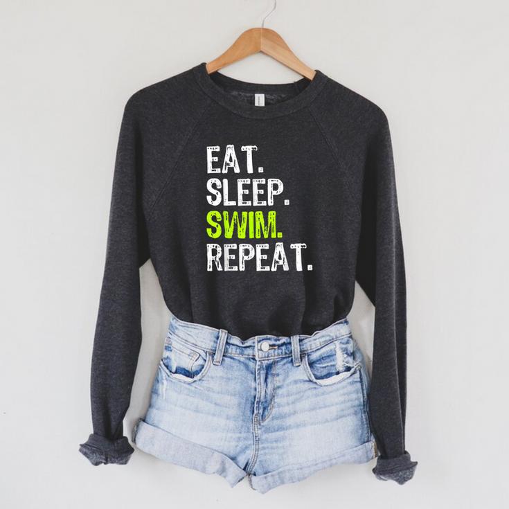 Eat Sleep Swim Repeat Swimming Swimmer Cool Raglan Sleeve Sweatshirt