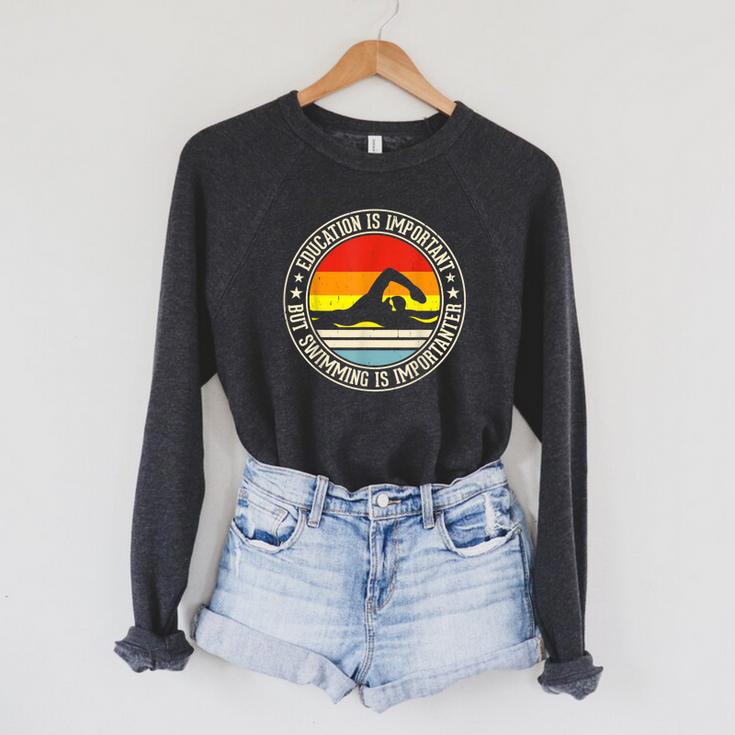 Education Is Important But Swimming Is Importanter Raglan Sleeve Sweatshirt