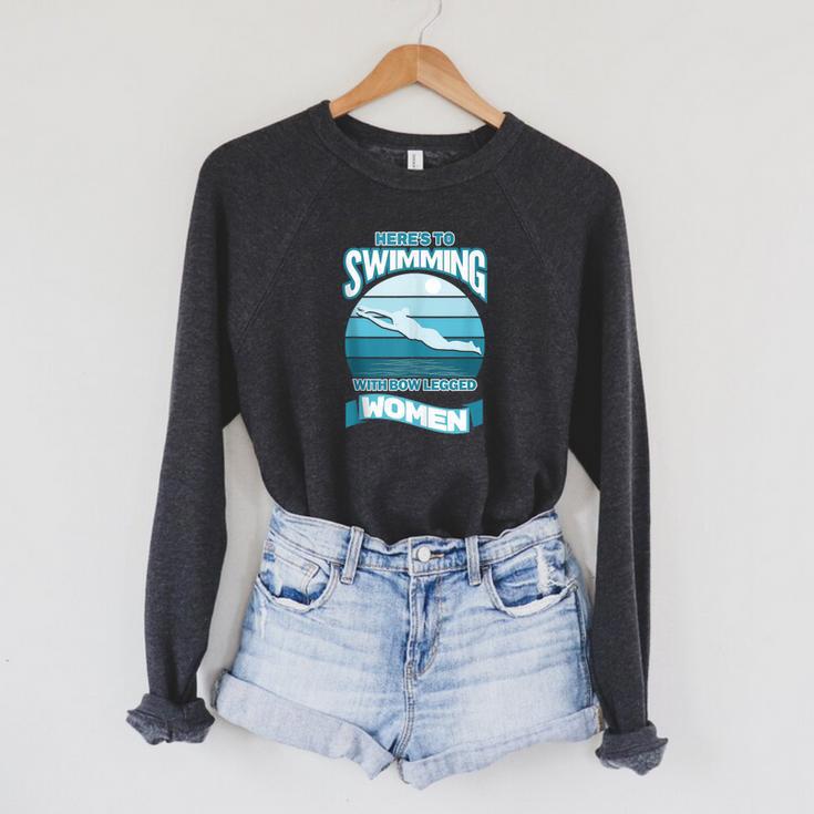 Here's To Swimming With Bow Legged Women Vintage Style Raglan Sleeve Sweatshirt