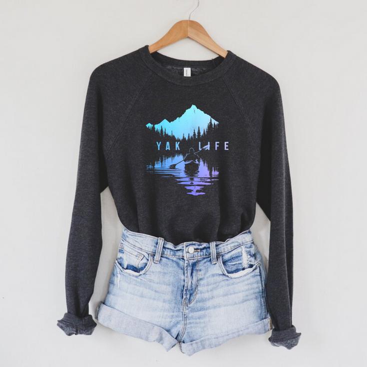 Kayak Kayak Vintage Mountains Canoe Kayak Raglan Sleeve Sweatshirt