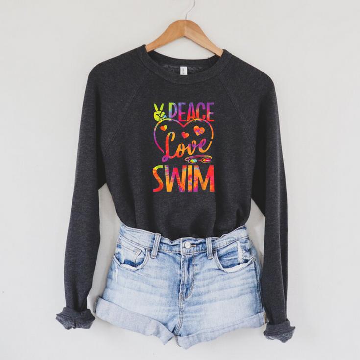 Peace Love Swim Swimming Tie Dye Swimmer Swimming Swim Team Raglan Sleeve Sweatshirt