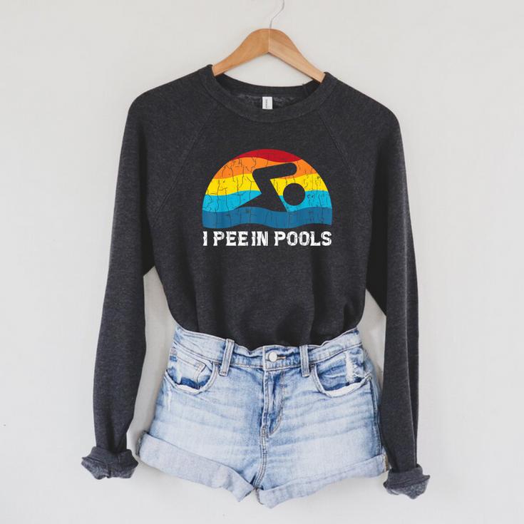 I Pee In Pools Swimmer Swimming Coach Player Graphic Raglan Sleeve Sweatshirt