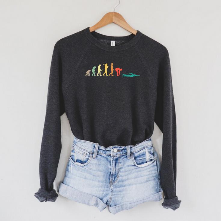 Retro Swimming Evolution For Swimmers Small Raglan Sleeve Sweatshirt
