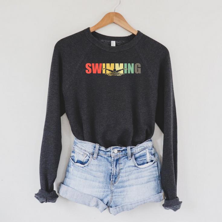 Retro Swimming Vintage Swimming Swimmer Raglan Sleeve Sweatshirt