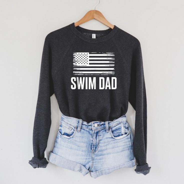 Swim Dad Art For Dad Father Men Swim Team Dad Swimming Coach Raglan Sleeve Sweatshirt