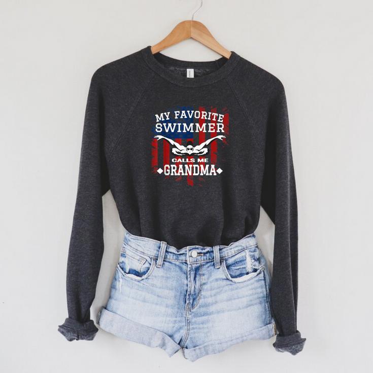 Swim Grandma Tshirt US American Flag Swimming Tee Raglan Sleeve Sweatshirt