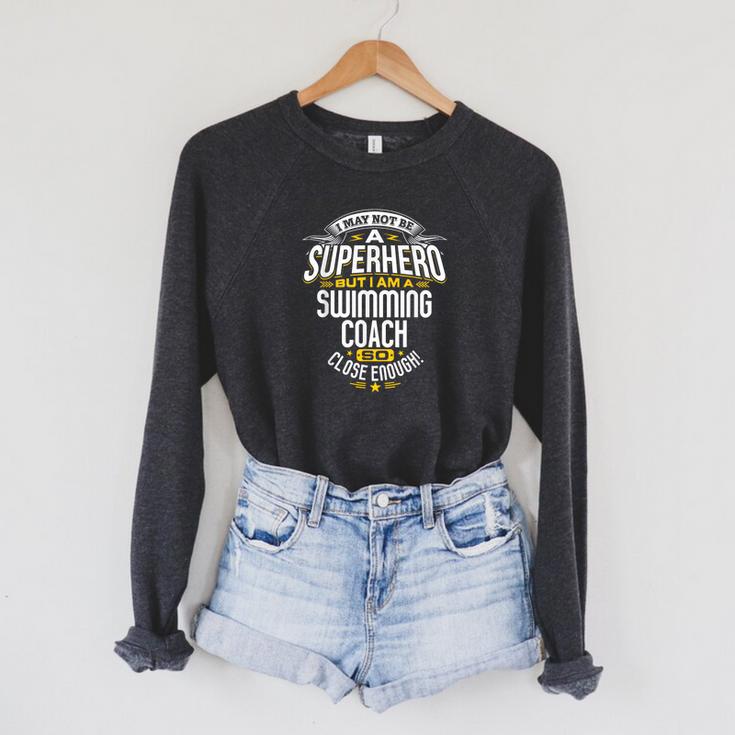 Swimming Coach TShirt Idea Superhero Swimming Shirt Raglan Sleeve Sweatshirt