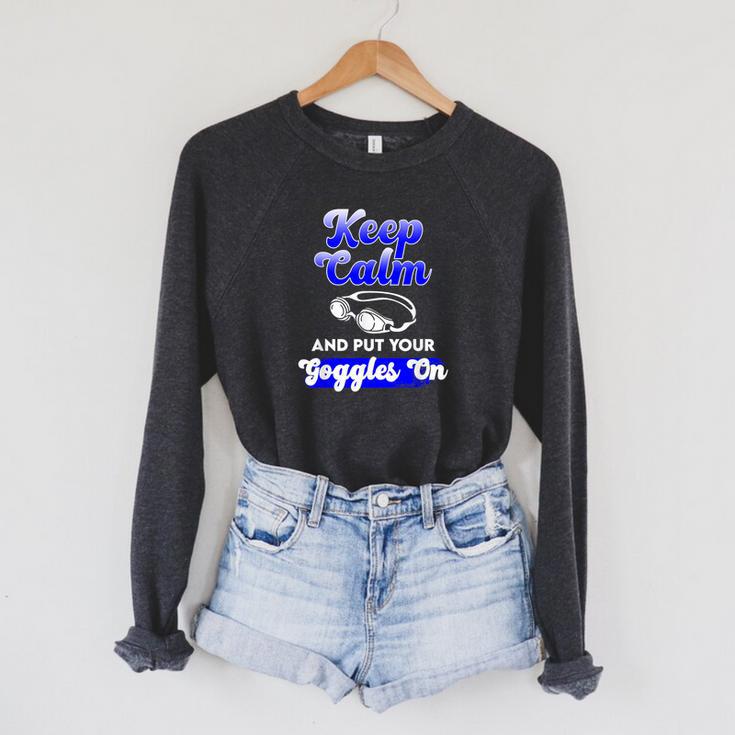 Swimming Goggles Saying Swim Team Gear Raglan Sleeve Sweatshirt