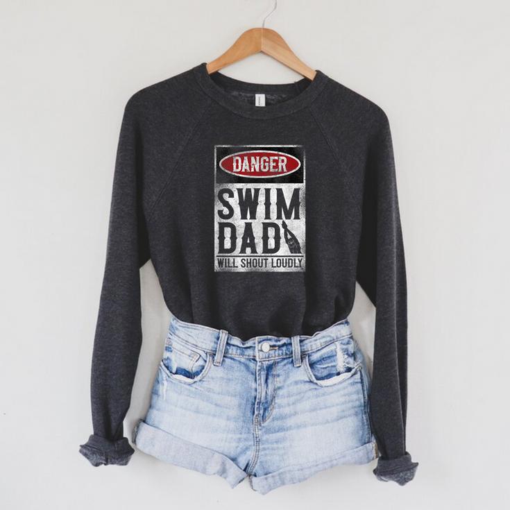 Swimming Swimmer DANGER Swim Dad Raglan Sleeve Sweatshirt