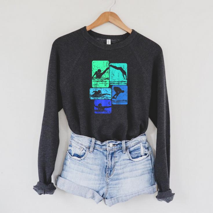 Swimming Swimmers Raglan Sleeve Sweatshirt