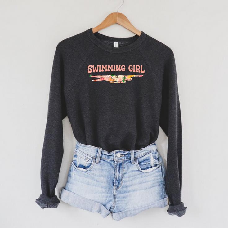 Swimming Swimming Water Sports Swimmer Raglan Sleeve Sweatshirt