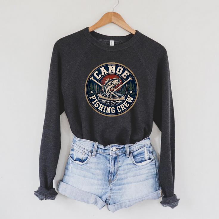 Canoe Fishing Crew Vintage Bass Paddles Raglan Sleeve Sweatshirt