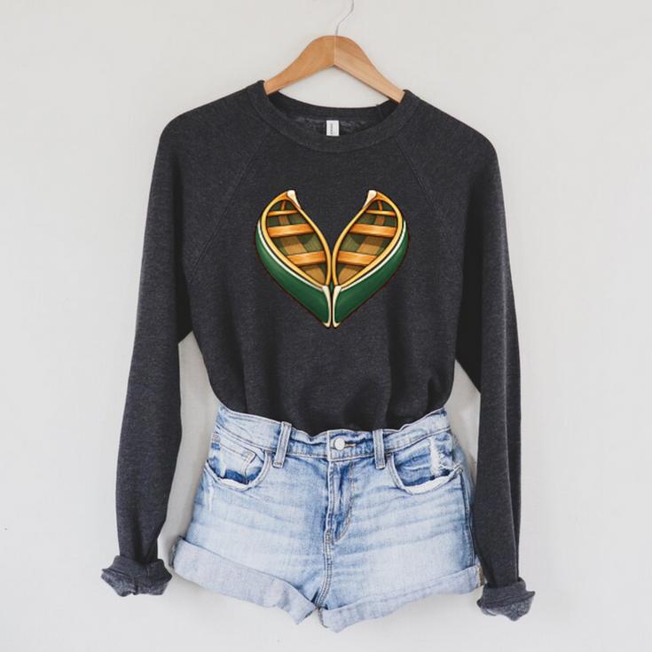Canoe Heart Cute Minimalist Paddling Adventure Raglan Sleeve Sweatshirt