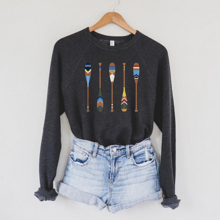 Colorful Painted Oars Paddle Nautical CanoeShirt Raglan Sleeve Sweatshirt Colorful Painted Oars Paddle Nautical CanoeShirt Raglan Sleeve Sweatshirt