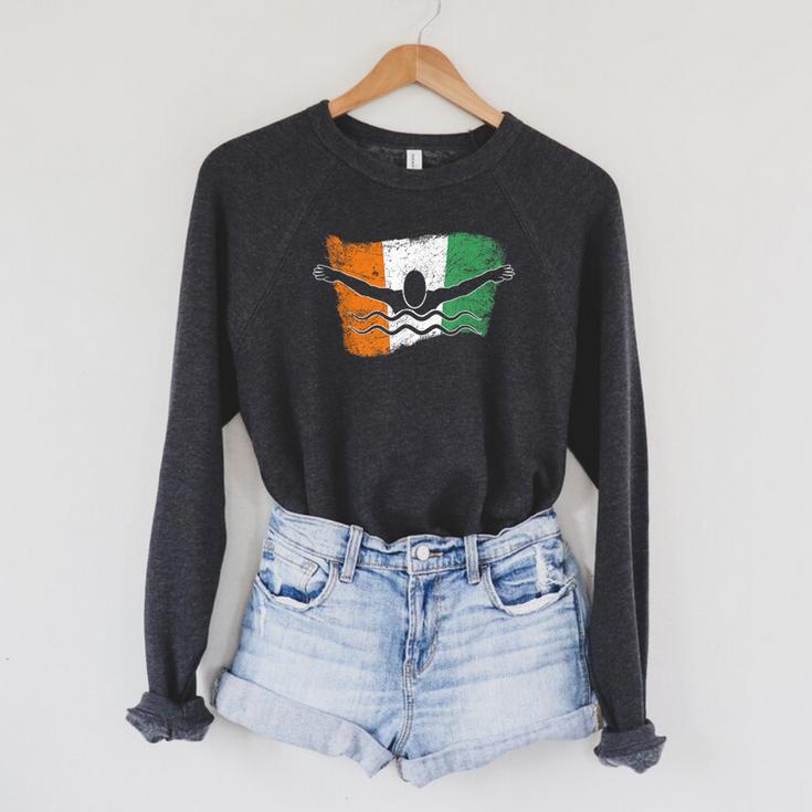 Cool Ireland Flag Vintage Irish Flag Swimmer Fly Swimming Raglan Sleeve Sweatshirt Cool Ireland Flag Vintage Irish Flag Swimmer Fly Swimming Raglan Sleeve Sweatshirt