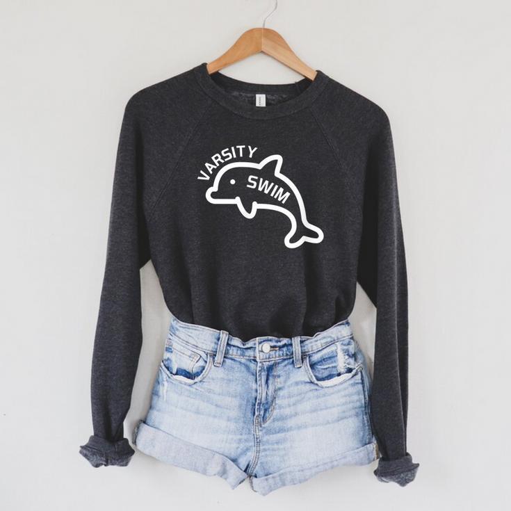 Dolphin Dolfin Varsity Swim Swim Team Swim Club Swimming Raglan Sleeve Sweatshirt Dolphin Dolfin Varsity Swim Swim Team Swim Club Swimming Raglan Sleeve Sweatshirt