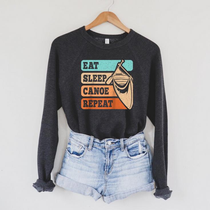 Eat Sleep Canoe Repeat Vintage Canoeing Canoeist Men Boys Raglan Baseball Tee Raglan Sleeve Sweatshirt