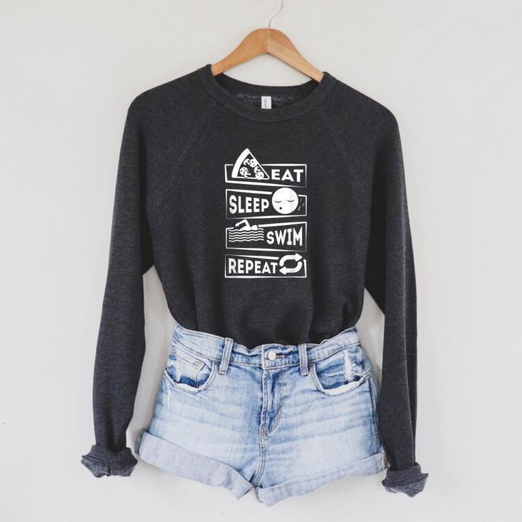 Eat Sleep Swim Repeat Swimming Raglan Sleeve Sweatshirt Eat Sleep Swim Repeat Swimming Raglan Sleeve Sweatshirt
