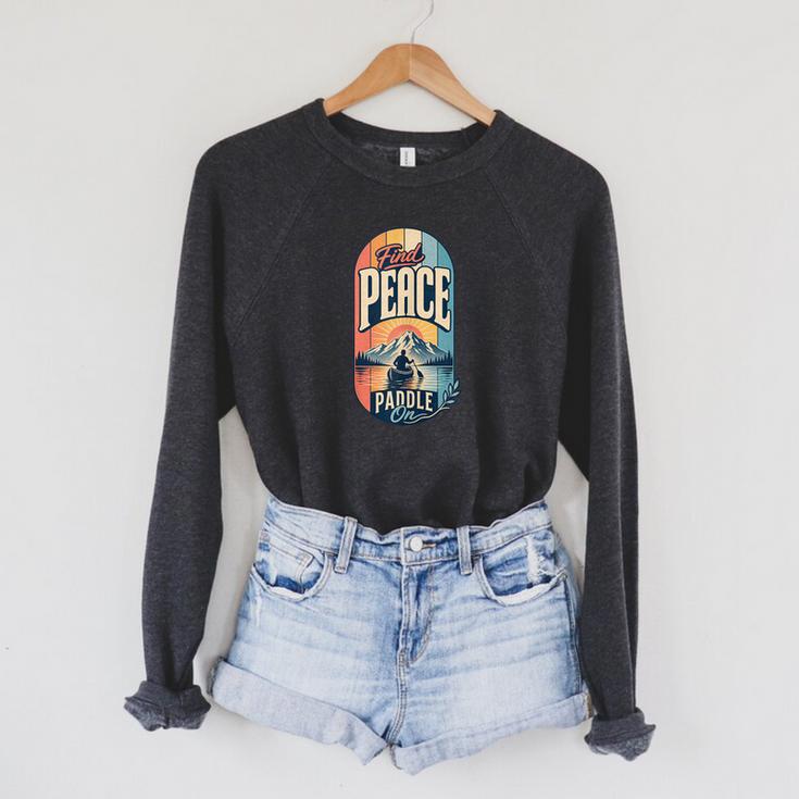 Find Peace Paddle On Canoe Mountain Sunset Raglan Sleeve Sweatshirt Find Peace Paddle On Canoe Mountain Sunset Raglan Sleeve Sweatshirt