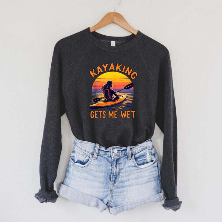Kayaking Gets Me Wet Kayak Paddling Canoe Adult Joke Sleeveless Raglan Sleeve Sweatshirt