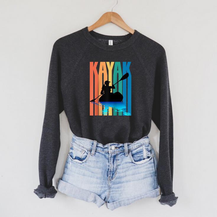 Kayaking Kayak Retro Art Canoe Raglan Baseball Tee Raglan Sleeve Sweatshirt