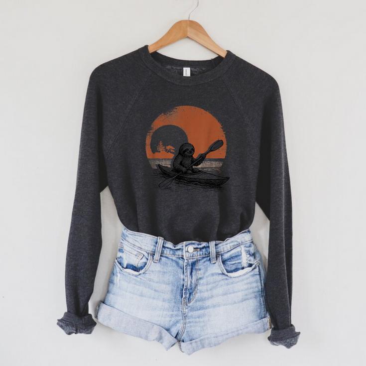 Kayaking Sloth Kayak Kayaker Canoe Paddling Raglan Sleeve Sweatshirt