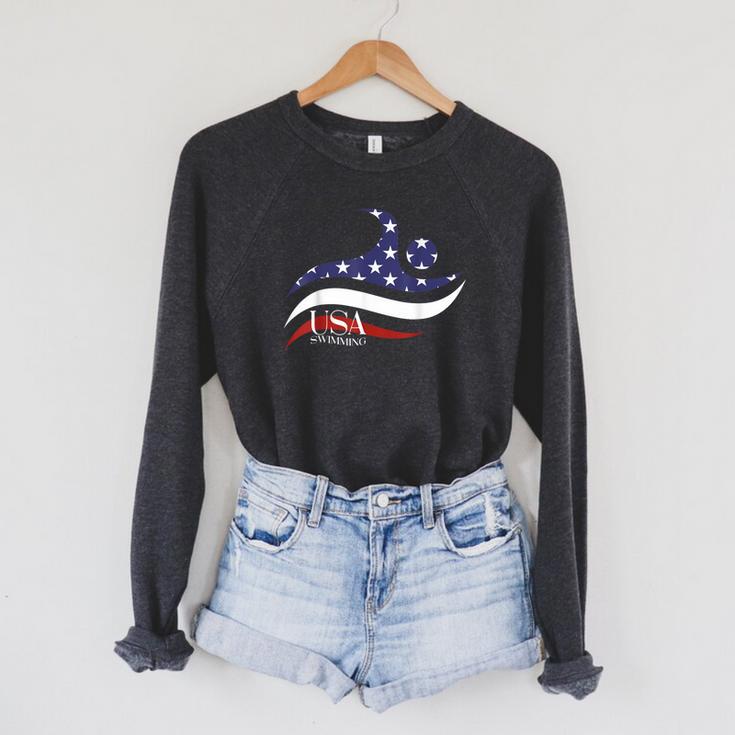 Patriotic American Flag Floating USA Swimming Team Raglan Sleeve Sweatshirt Patriotic American Flag Floating USA Swimming Team Raglan Sleeve Sweatshirt