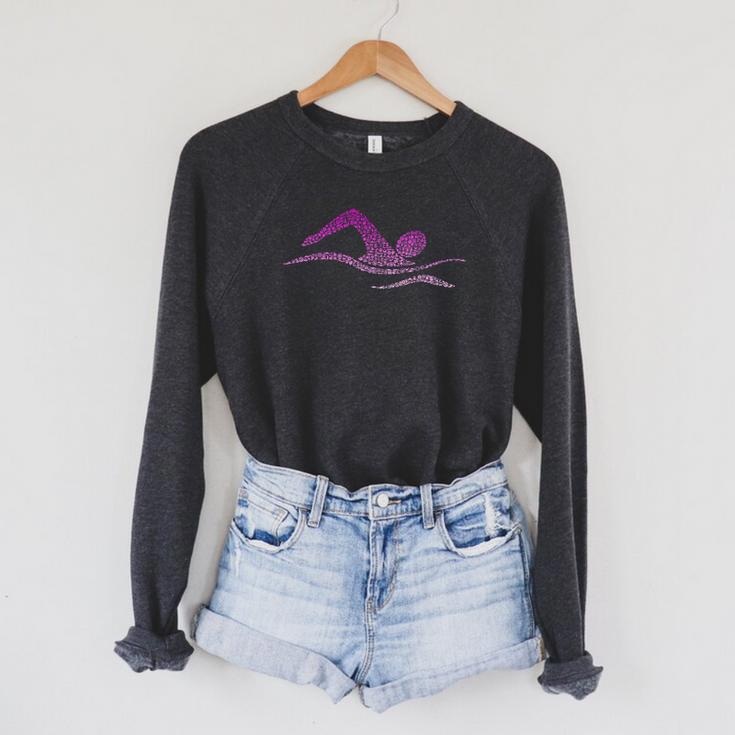 Silhouette Icon Swimmer Stuff Girls Swimming Raglan Sleeve Sweatshirt