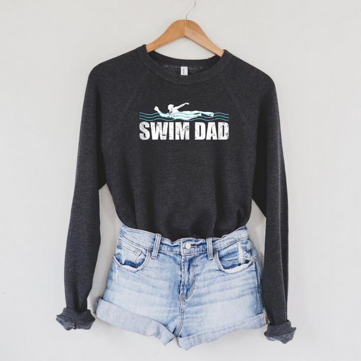 Swim Dad Support Swimming Father Sport Raglan Sleeve Sweatshirt