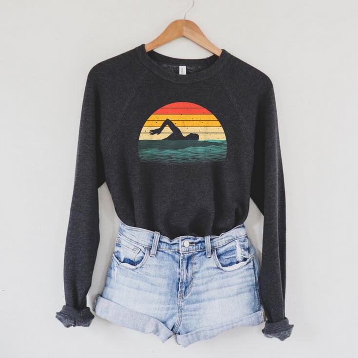 Swimming Art For Men Women Swim Coach Rescue Swimmer Raglan Sleeve Sweatshirt