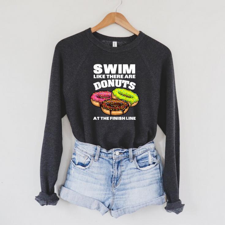 Swimming Donut Men Women Swimmer Sports Athlete Raglan Sleeve Sweatshirt Swimming Donut Men Women Swimmer Sports Athlete Raglan Sleeve Sweatshirt