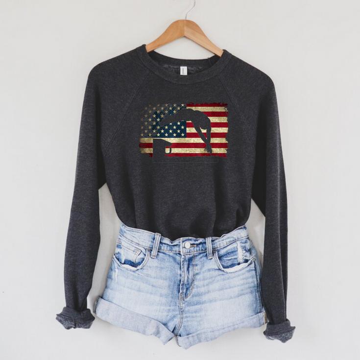 Swimming Swim Team Distressed American Flag USA Swimmer Raglan Sleeve Sweatshirt Swimming Swim Team Distressed American Flag USA Swimmer Raglan Sleeve Sweatshirt