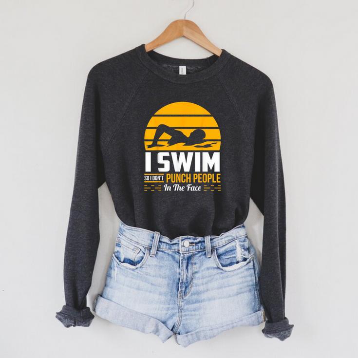Swimming Swimmer Swim Team So I Don't Punch Raglan Sleeve Sweatshirt